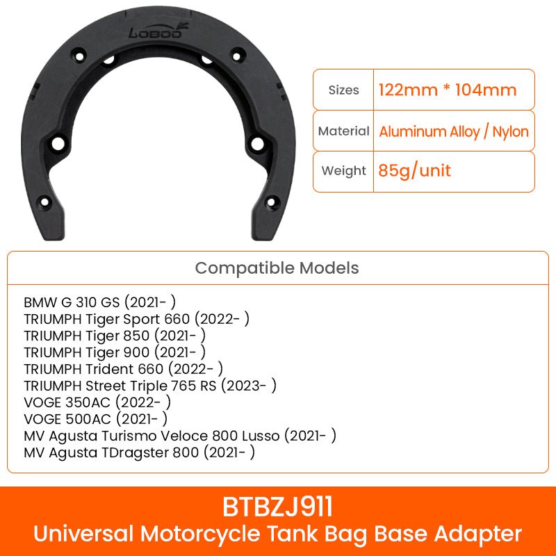 LOBOO BTB15BK Motorcycle Tank Bag – Magnetic Mount, Waterproof, Compact Design