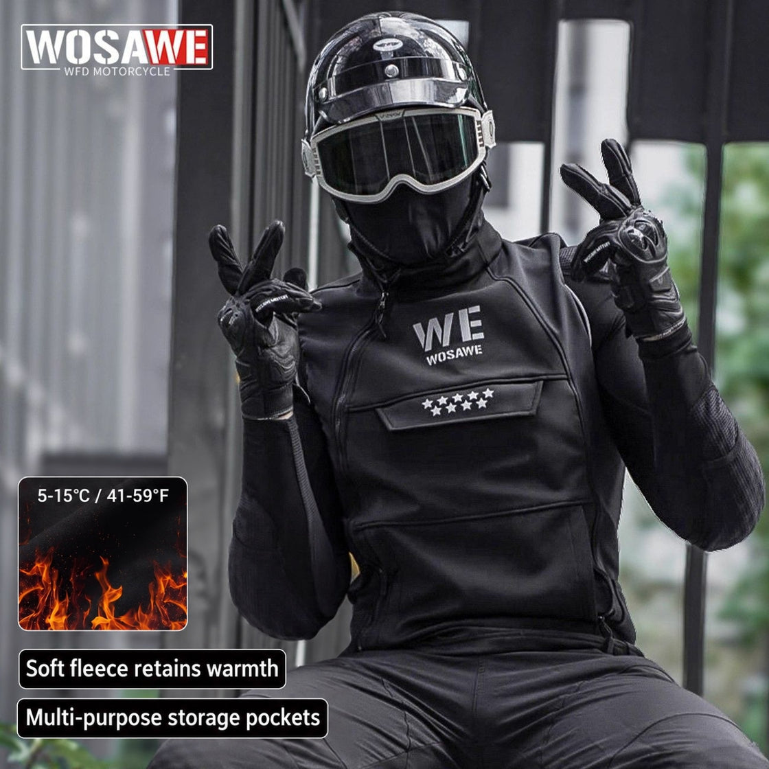 Fleece-lined WOSAWE BD231 riding vest for cool-weather rides