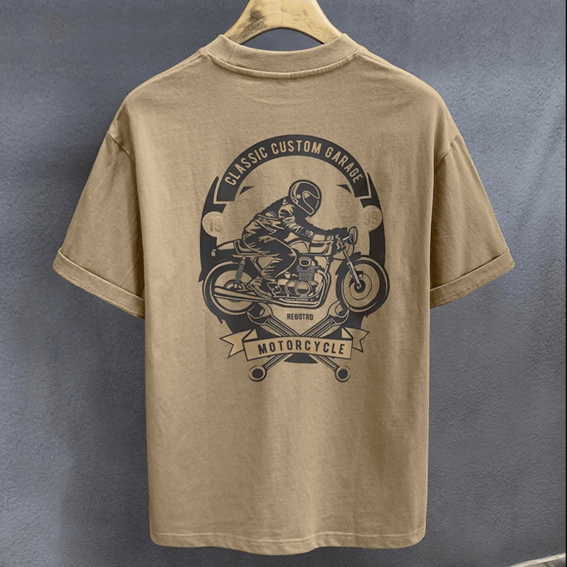 YGQPZHZ™ Classic Cutom Garage T-shirt - Bean's Moto Booth